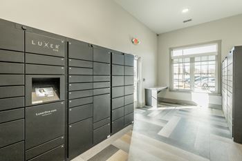 Mailroom with luxer package system